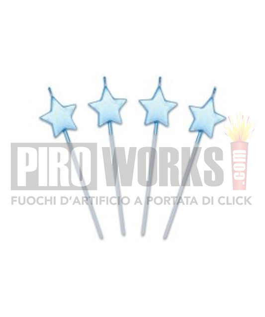 Candeline Forme | Stelle | Celeste Perla | 3 Cm | 4 Pz