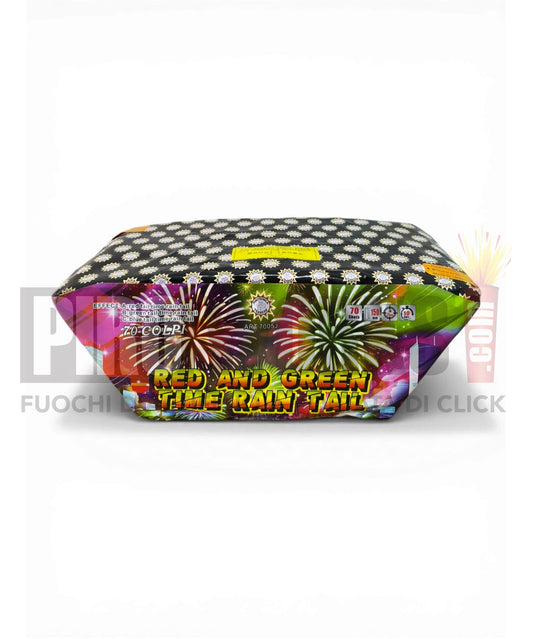 Red and Green Time Rain Tail | 70  Colpi | Ventaglio | Striscioni Crackling