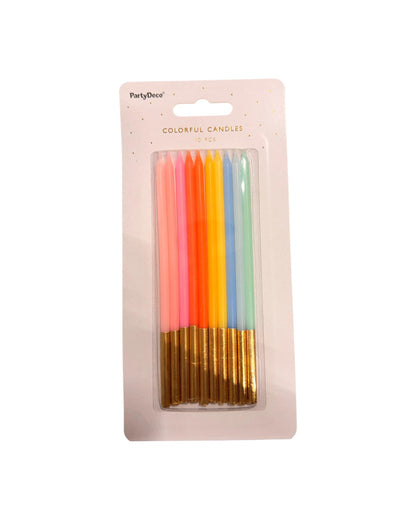 Candeline Lunghe | Oro/Miste | 14 Cm | 10Pz