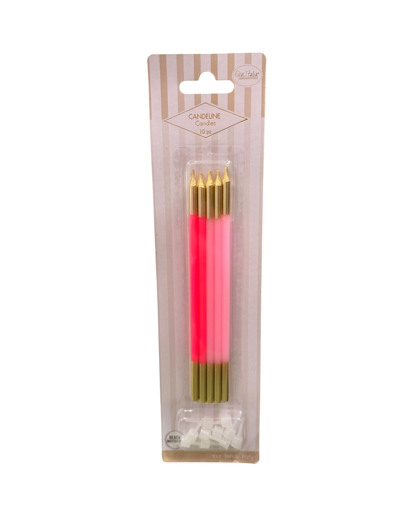 Candeline Lunghe | Oro/Rosa | 16 Cm | 10Pz