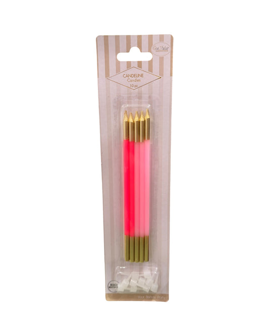 Candeline Lunghe | Oro/Rosa | 16 Cm | 10Pz