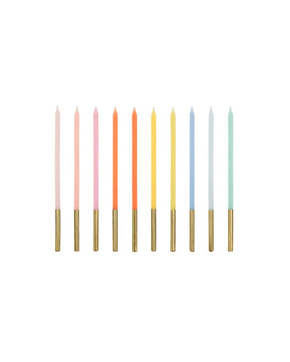 Candeline Lunghe | Oro/Miste | 14 Cm | 10Pz