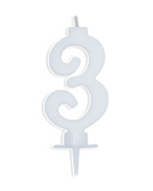 Candeline Numerali | 0-9 | Italic | Bianco | 10 Cm