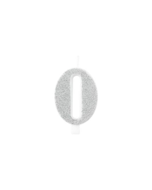 Candeline Numerali | 0-9 | Bio Glitter | Silver | 10 Cm