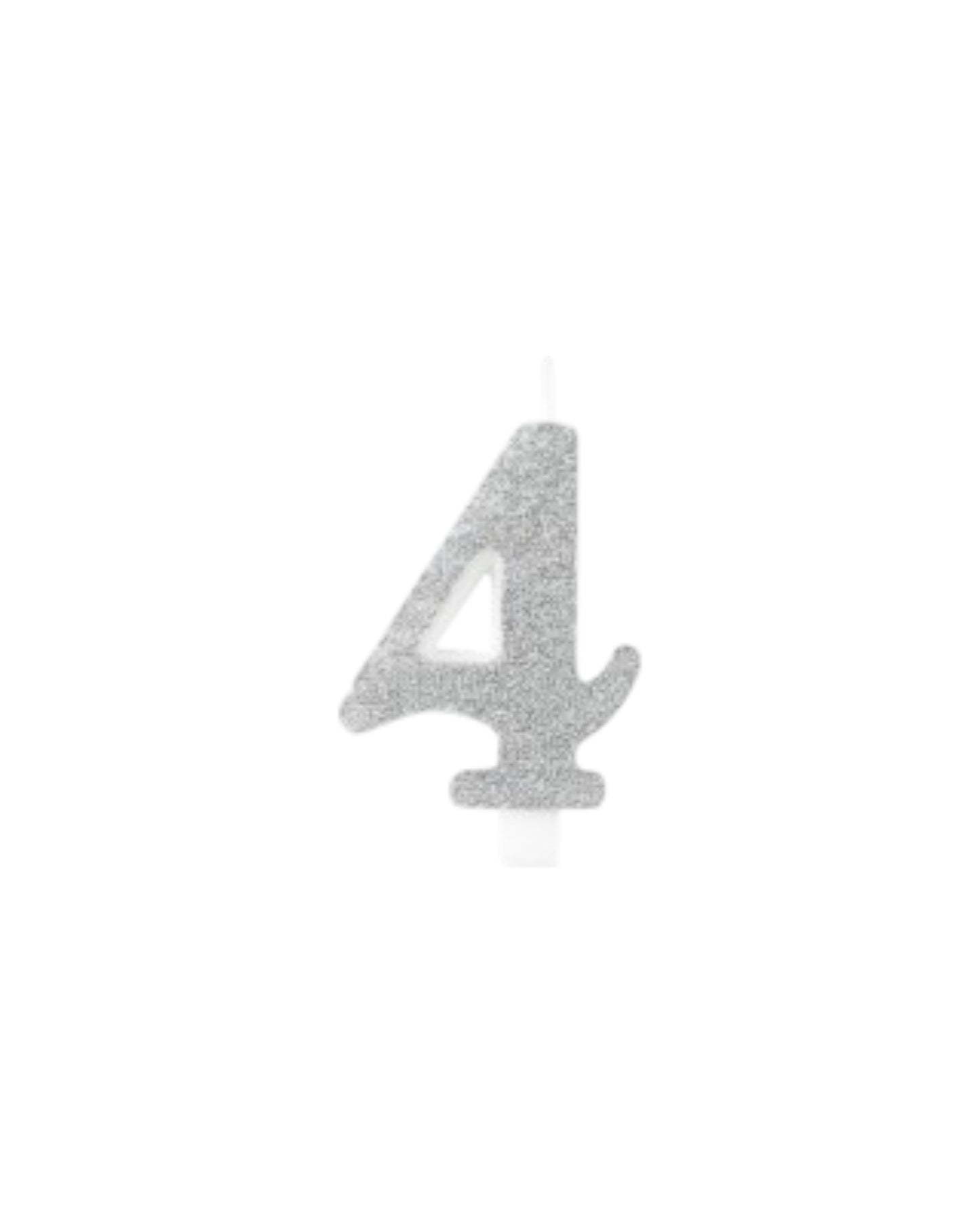 Candeline Numerali | 0-9 | Bio Glitter | Silver | 10 Cm
