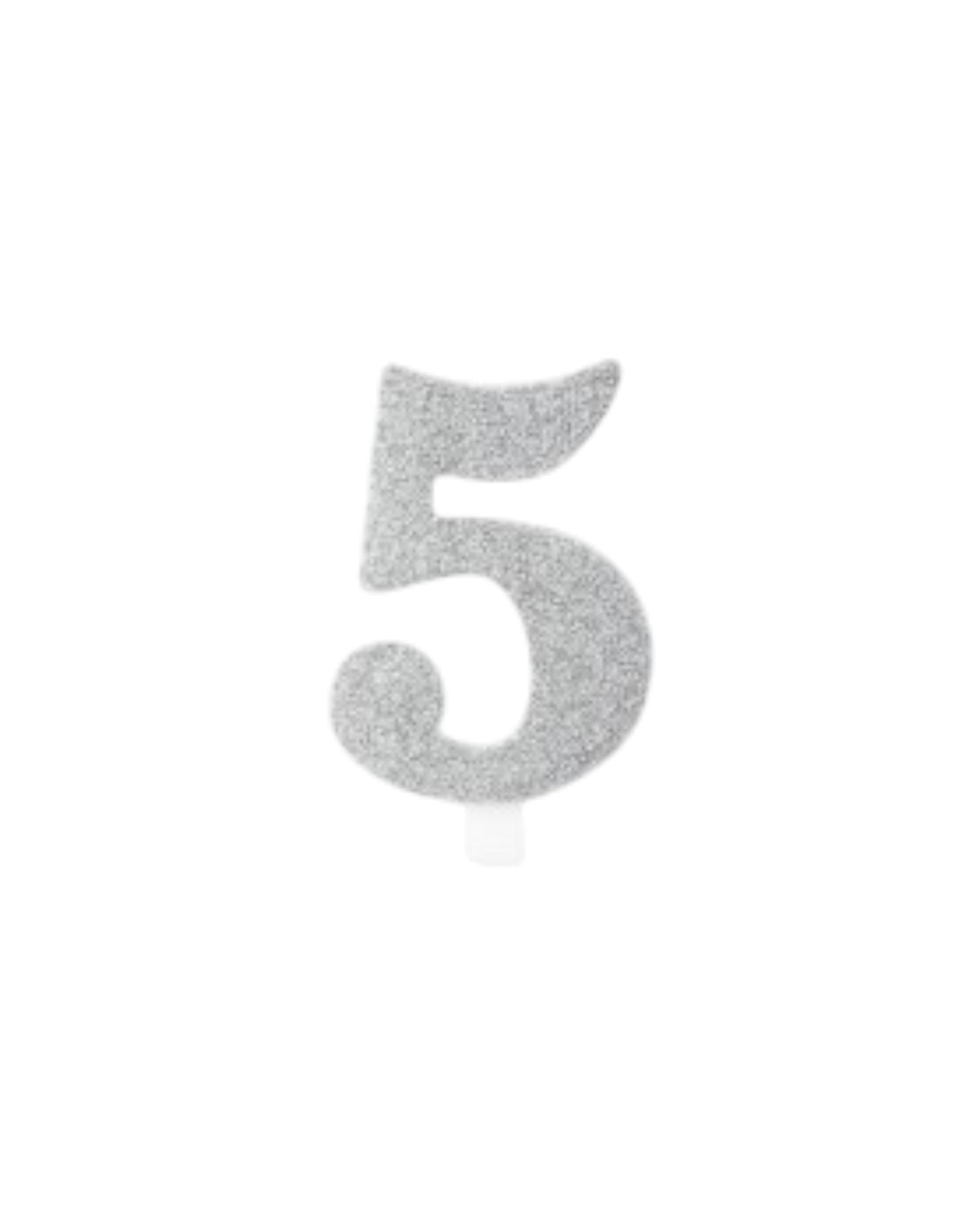 Candeline Numerali | 0-9 | Bio Glitter | Silver | 10 Cm