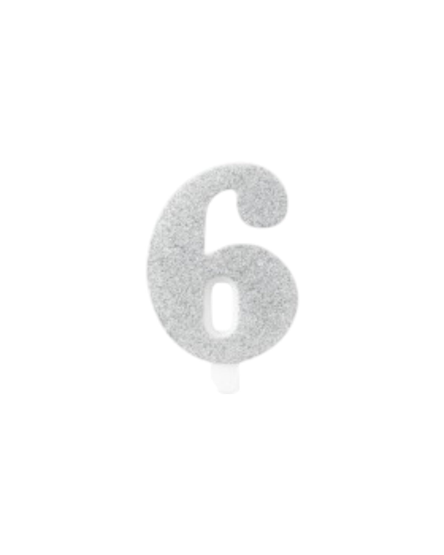 Candeline Numerali | 0-9 | Bio Glitter | Silver | 10 Cm