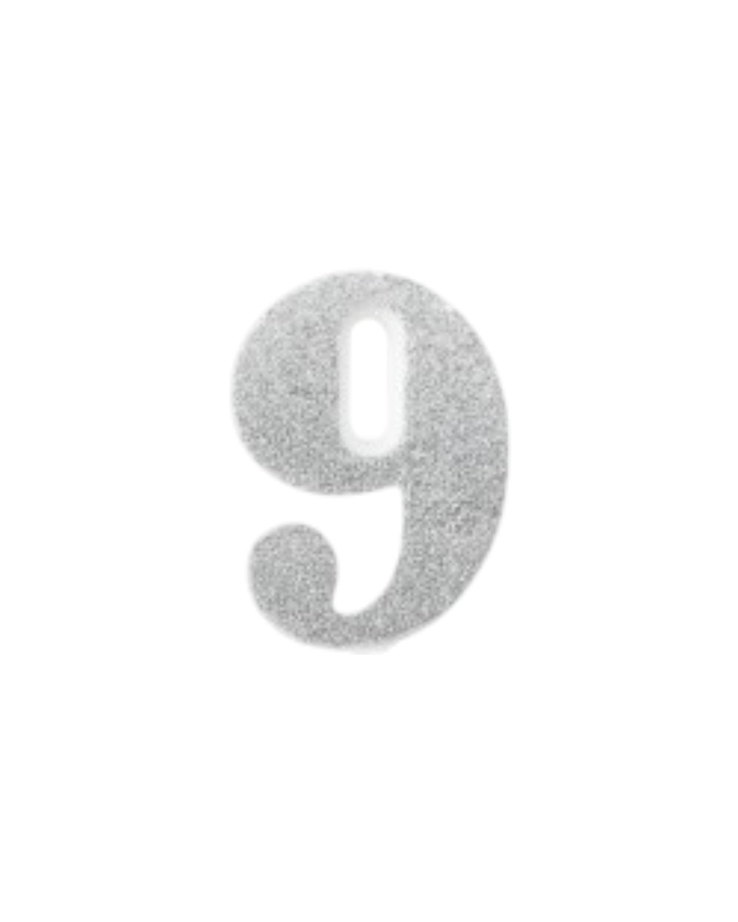Candeline Numerali | 0-9 | Bio Glitter | Silver | 10 Cm