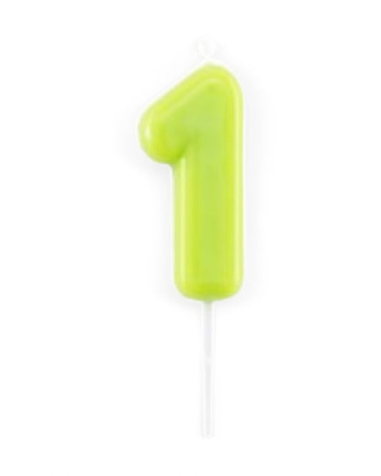 Candeline Numerali | 0-9 | Glossy | Lime | 11 Cm