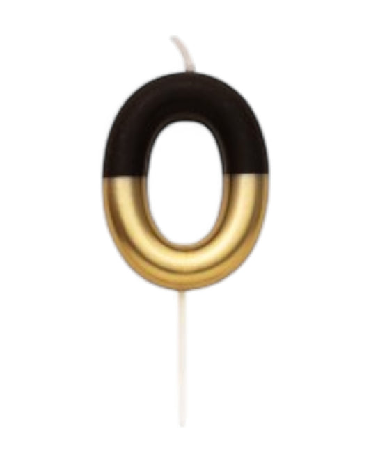 Candeline Numerali | 0-9 | Bicolore | Nero/Oro | 10 Cm