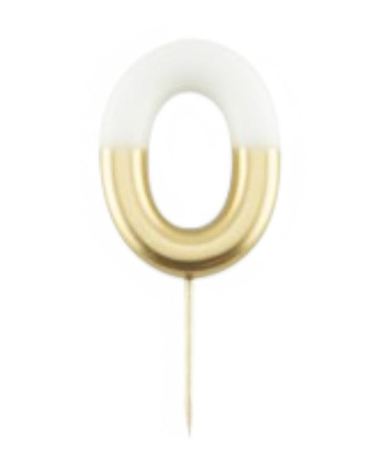 Candeline Numerali | 0-9 | Bicolore | Bianco/Oro | 10 Cm