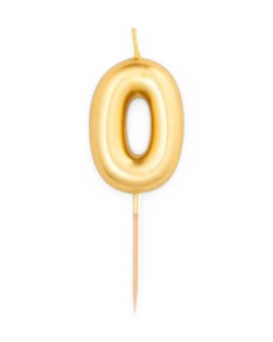 Candeline Numerali | 0-9 | Metal | Oro | 7 Cm