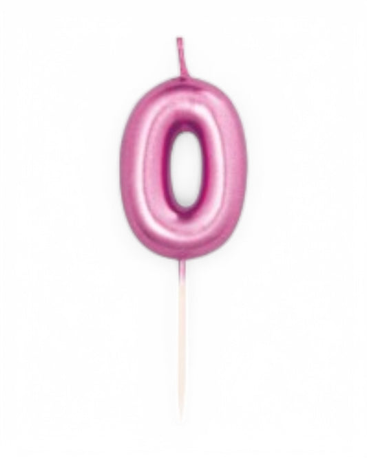 Candeline Numerali | 0-9 | Metal | Fuxia | 7 Cm