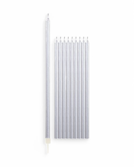 Candeline Lunghe | Argento | 16 Cm | 10Pz