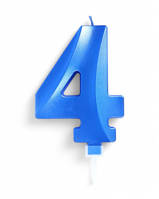 Candeline Numerali | 0-9 | Luxury Chrome | Blu | 12 Cm