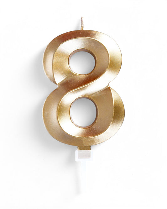 Candeline Numerali | 0-9 | Luxury Chrome | Oro | 12 Cm