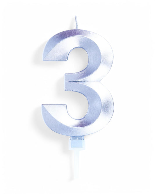 Candeline Numerali | 0-9 | Luxury Chrome | Argento | 12 Cm