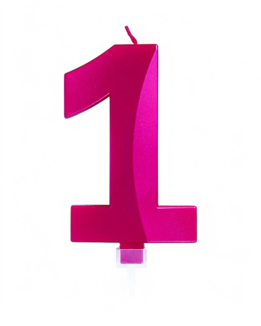 Candeline Numerali | 0-9 | Luxury Chrome | Fuxia | 12 Cm