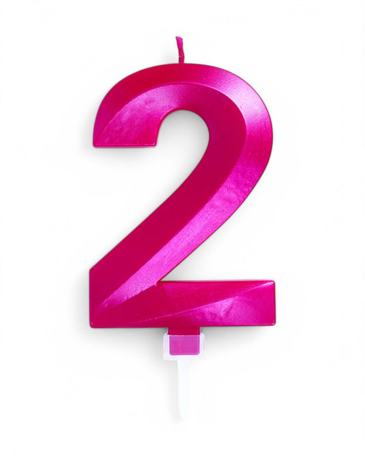 Candeline Numerali | 0-9 | Luxury Chrome | Fuxia | 12 Cm