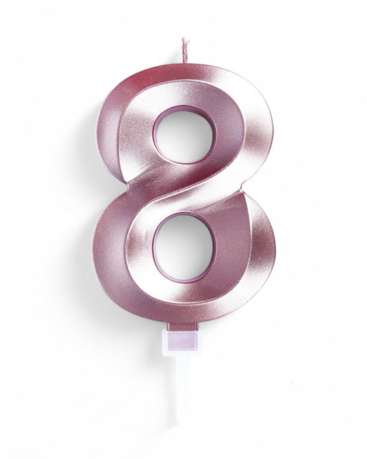 Candeline Numerali | 0-9 | Luxury Chrome | Oro Rosato | 12 Cm