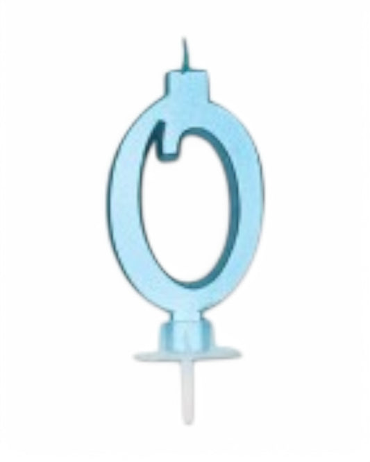 Candeline Numerali | 0-9 | Italic | Celeste Metal | 10 Cm