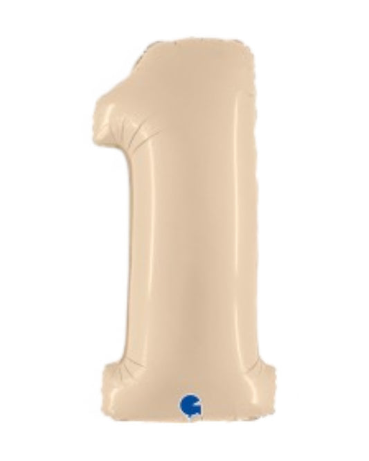 Palloncini Foil | Numeri 0-9 | Grabo | 102 Cm | Crema Satinato