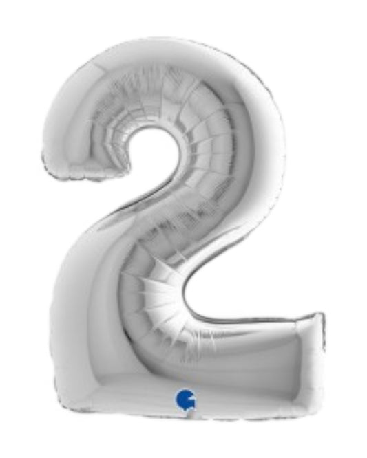 Palloncini Foil | Numeri 0-9 | Grabo | 35 Cm | Argento