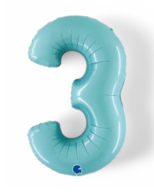 Palloncini Foil | Numeri 0-9 | Grabo | 102 Cm | Celeste Pastello
