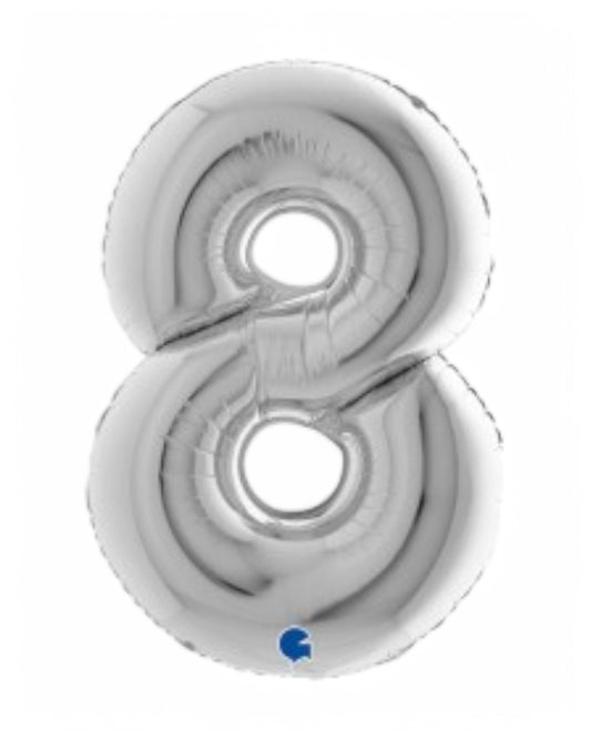 Palloncini Foil | Numeri 0-9 | Grabo | 102 Cm | Argento