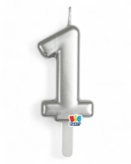 Candeline Numerali | Tiny Plump | Argento Cromato | 7 Cm