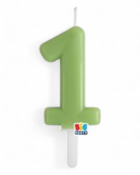 Candeline Numerali | Tiny Plump | Verde Oliva | 7 Cm