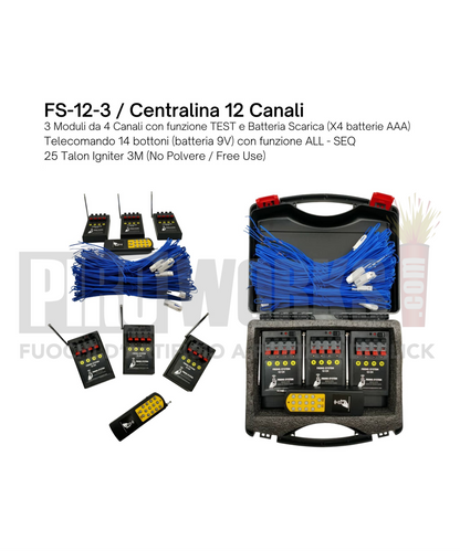 Centralina | 3 Moduli | 12 Canali | 25 Accenditori 2 Metri | Con Radiocomando